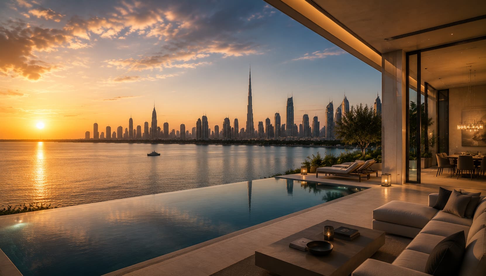 Dubai skyline at dusk
