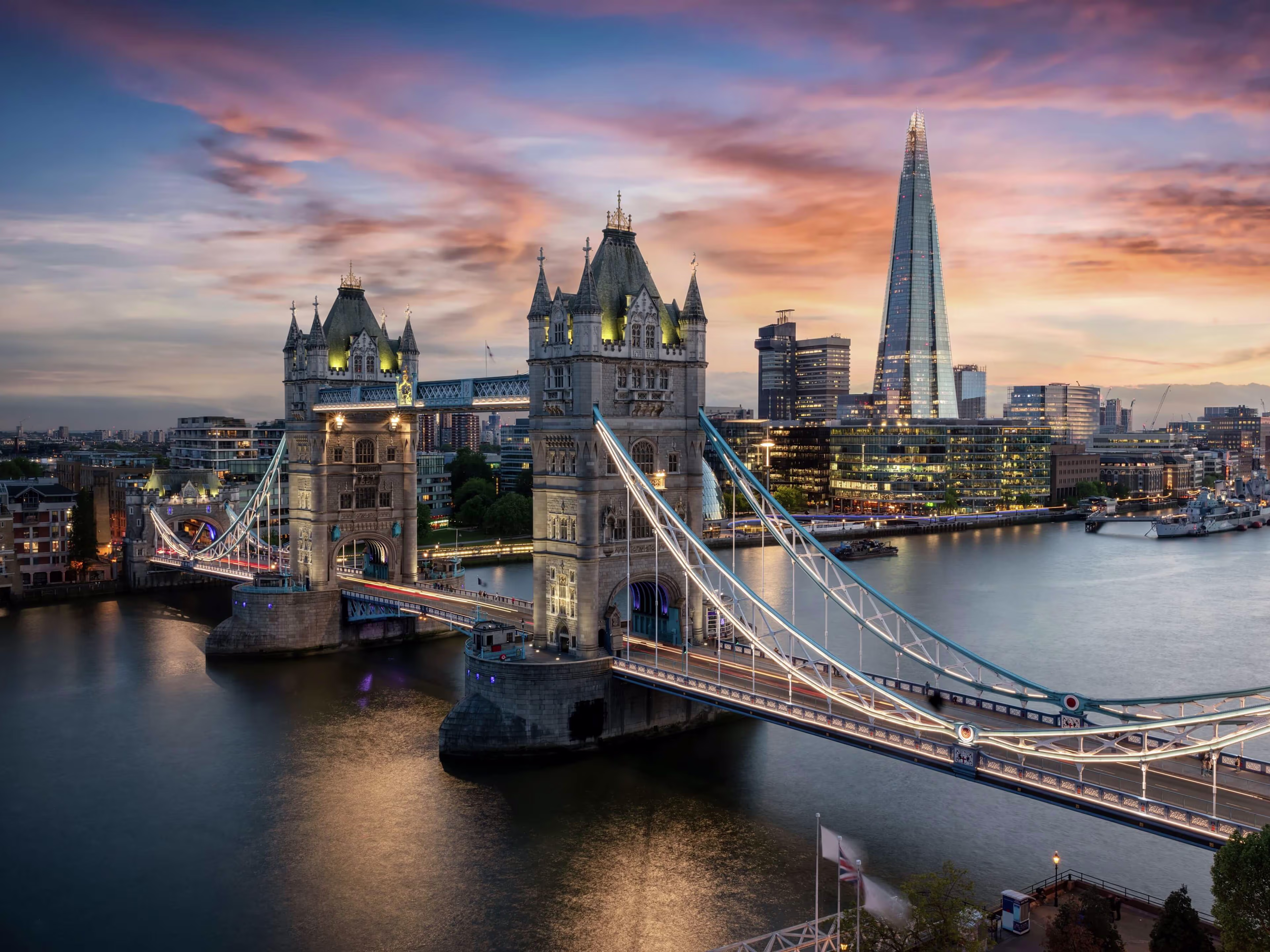 London skyline with river and lights