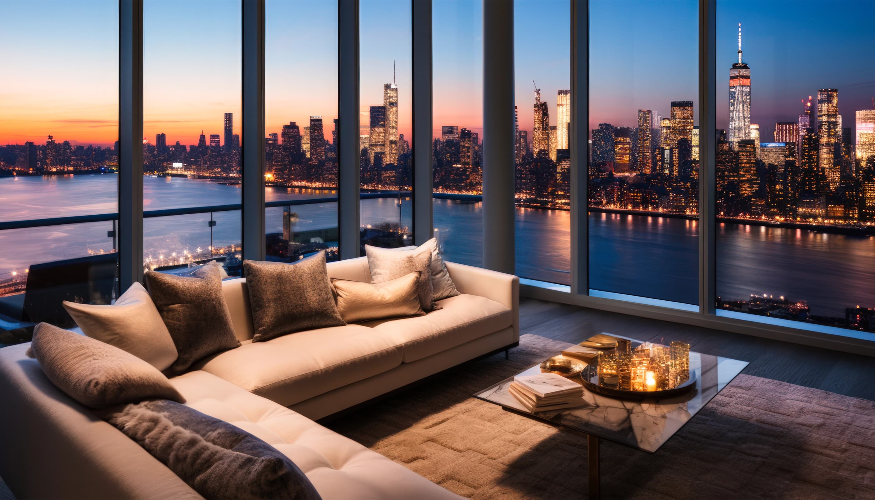 New York skyline at blue hour