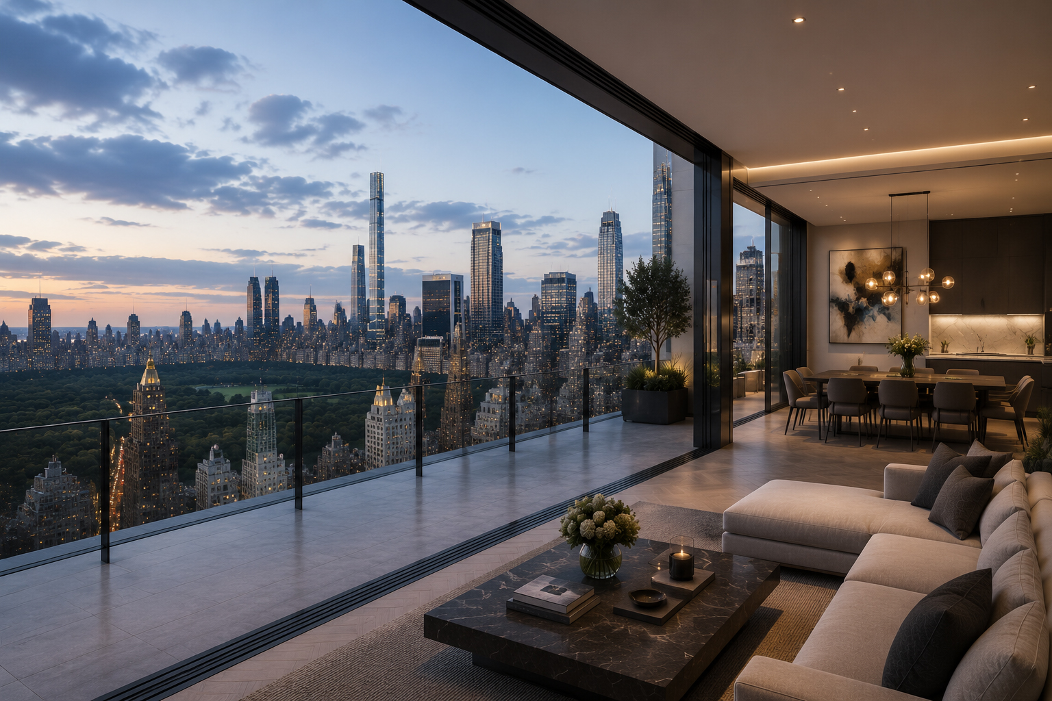 New York skyline at blue hour